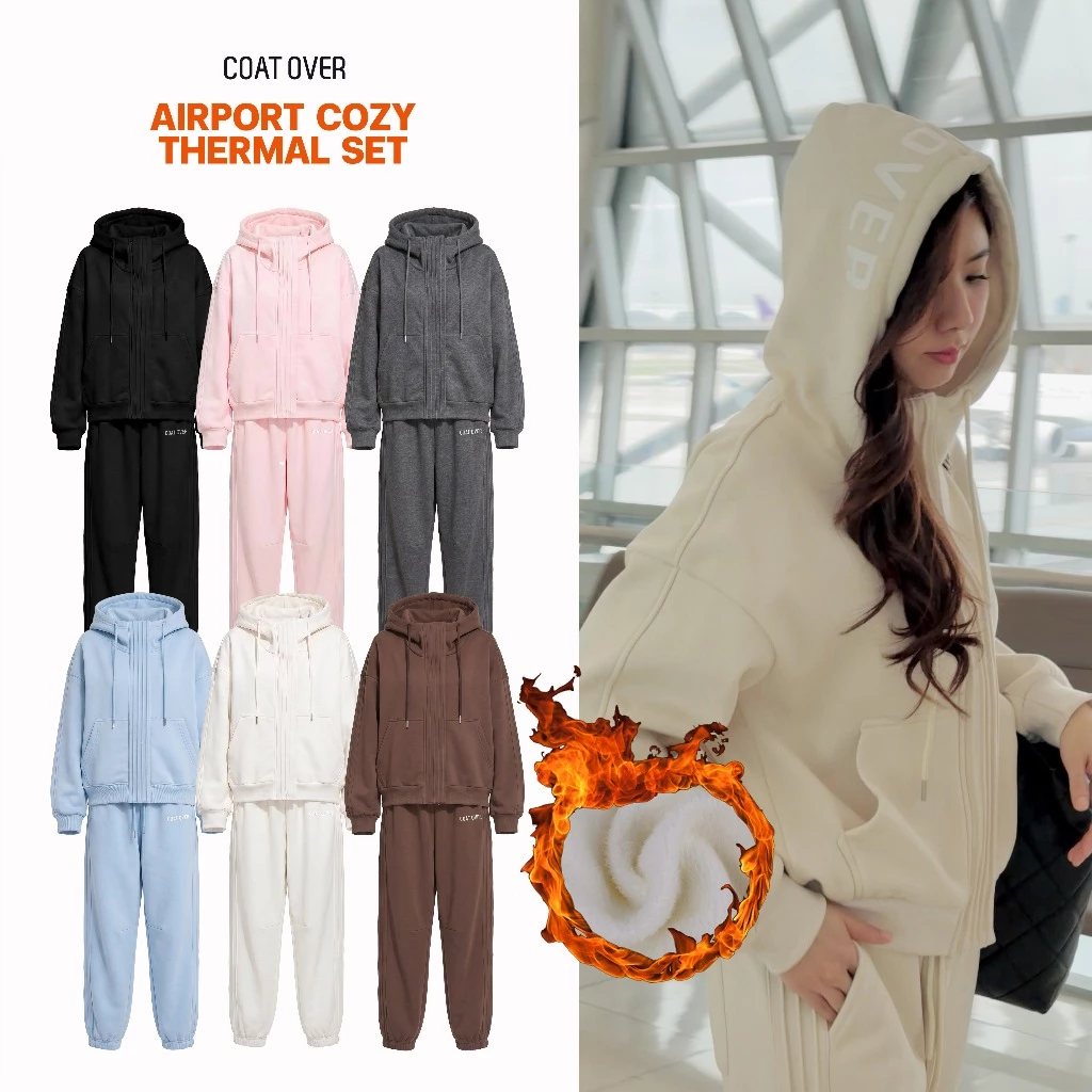 CO1055 Airport Cozy Thermal Set ชุดเซ็ตกันหนาว (Hoodie + Pants)