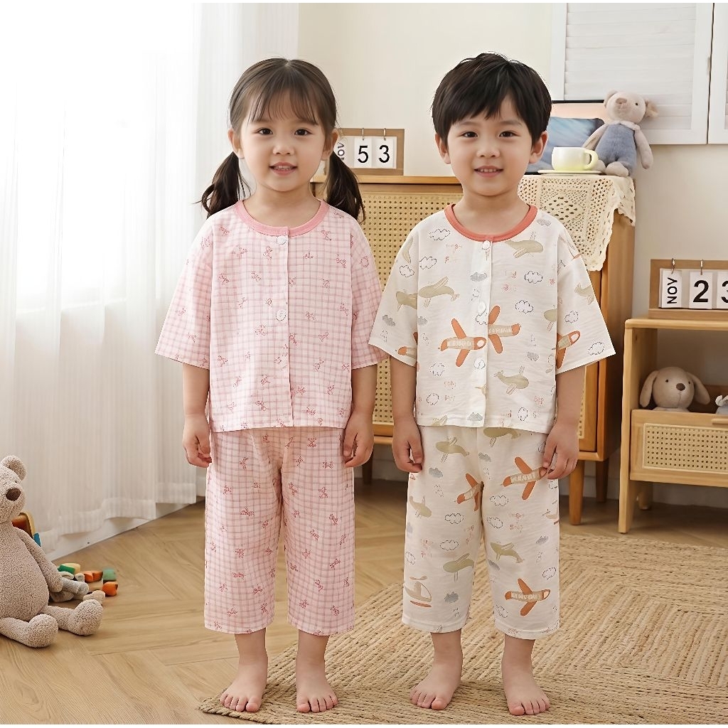 ชุดนอนเด็ก ชุดเด็ก เสื้อ+กางเกง ผ้านิ่ม ใส่ได้ทุกฤดู ไซส์ 80-140
