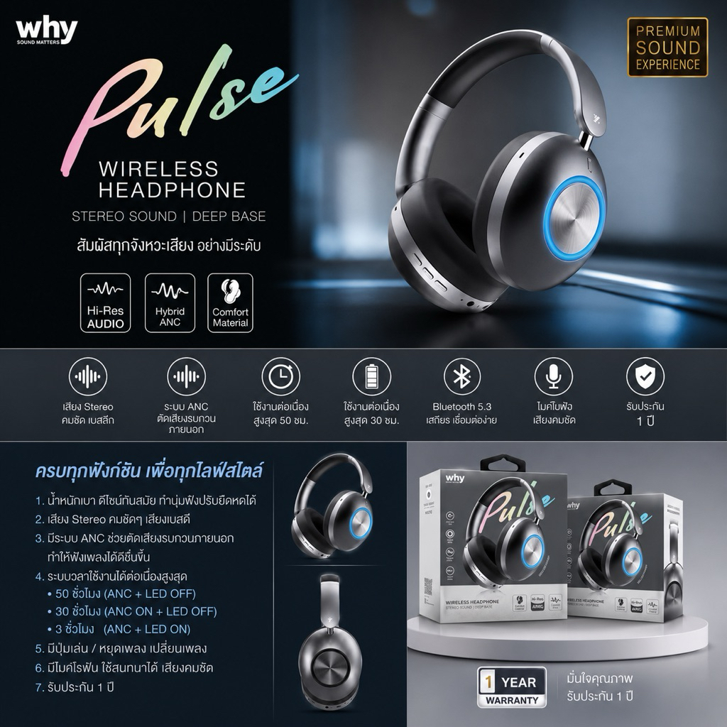 หูฟัง why HeadPhone รุ่น Pulse