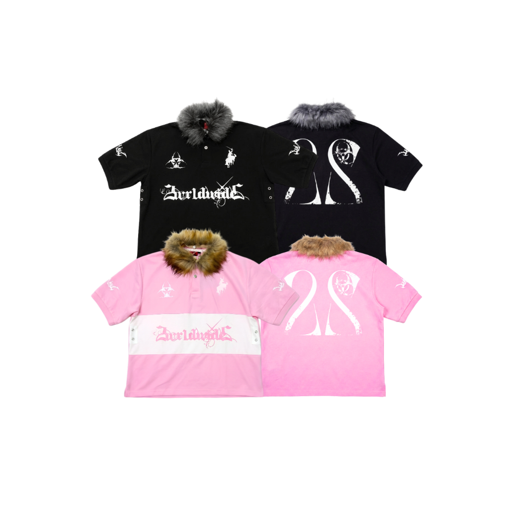 🐯 (🔥จัดส่งด่วน 1 วัน!) 22wrldwidee Infection Love Fur Polo เสื้อโปโลลายโครตเท่ห์ขนหมาป่าเทียมถอดได้ ดีเทลจัดเต็ม (OC168)