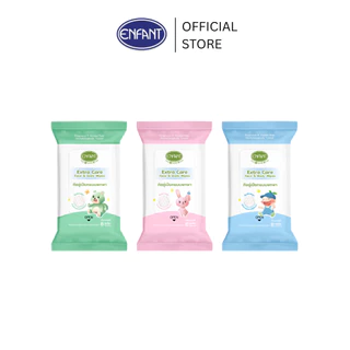 ENFANT (อองฟองต์) Extra Mild Care & Body Wipes ผ้าเช็ดทำความสะอาดแบบเปียก สูตรน้ำ EDI 99.9% 1แพ็ก/8ห่อ 8แผ่น/ห่อ