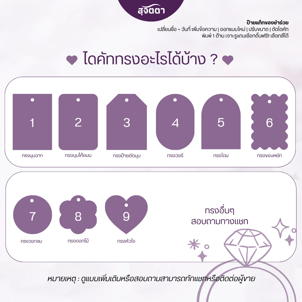ป้ายเเท็กของชำร่วยงานเเต่ง การ์ตูนน่ารักสดใส  T131-136 thumbnail 3