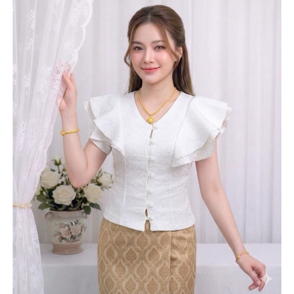 ผ้าฝ้ายไทย ใส่ไปทำบุญ พร้อมส่ง