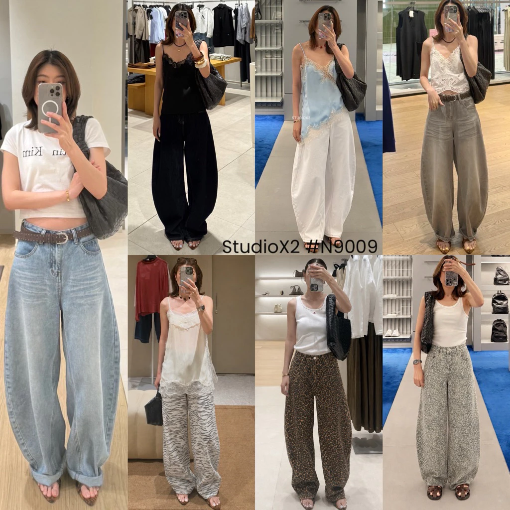 🔖StudioX2 #N9009 BARREL JEANS กางเกงขาโค้ง สียีนส์ฟอกเฟค ทรงสวยเป๊ะ เน้นเก็บทรง ผ้ายีนส์เนื้อนิ่ม ใส่ไม่อ้วน