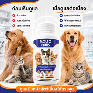 MOLTO PAWS ดูแลเชื้อราผิวหนัง สุนัข แมว ขนร่วงเป็นวง คันจากเชื้อรา ยีสต์ โรคผิวหนัง ฟื้นฟูผิวและขน ปลอดภัย
