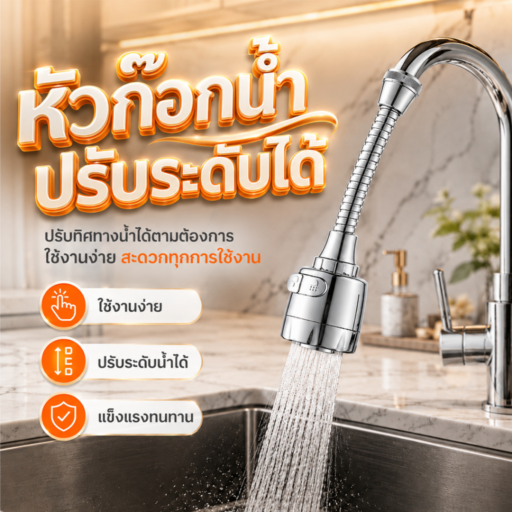 หัวก๊อกน้ำอเนกประสงค์ แรงดันน้ำสูง ปรับได้ 360 องศา  SP141