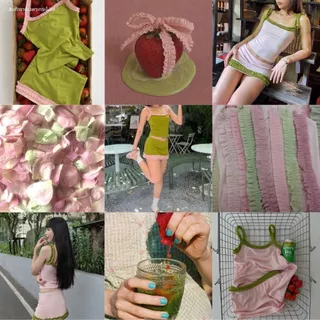 Mutchy Breeny Skirt | กระโปรงสั้น(มีซับ)แต่งระบายรัฟเฟิล 2 ชั้น ทูโทน สีน่ารัก ผ้านุ่มยืด แมตช์ง่าย | MURF.BKK | B214