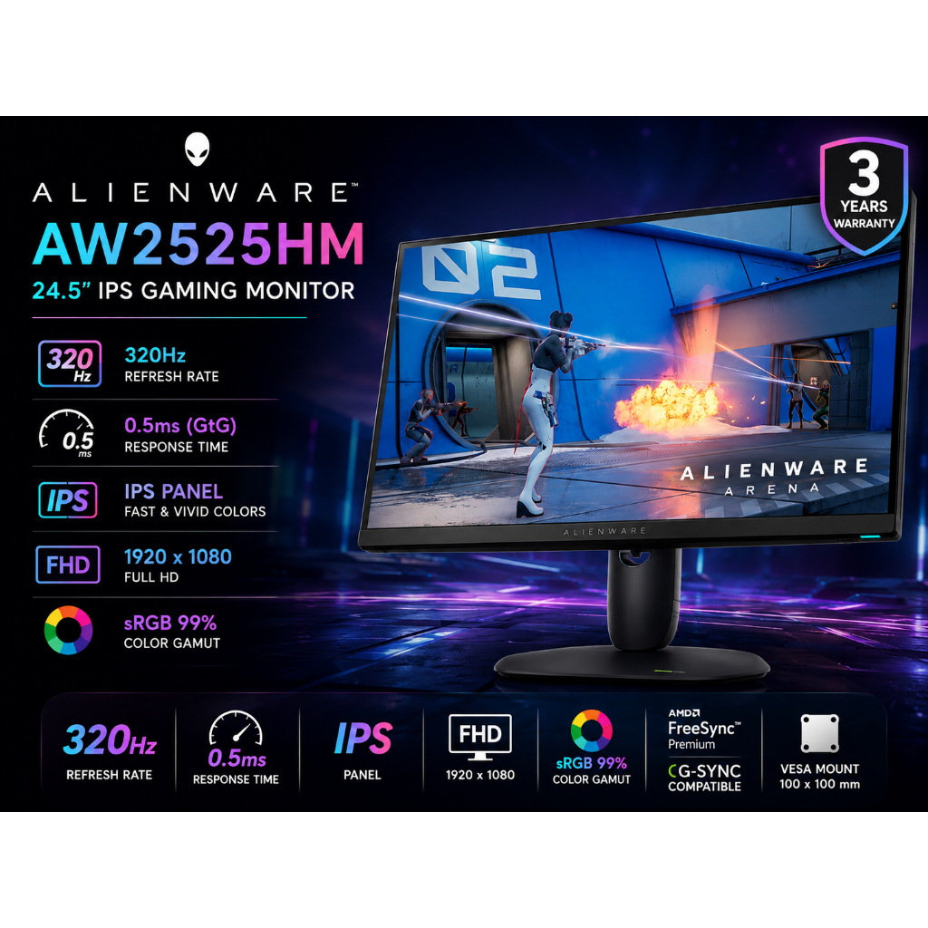 DELL ALIENWARE GAMING MONITOR 25" IPS 320Hz (AW2525HM)