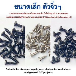 สกรูจิ๋ว M2 M3 M4 น็อตจิ๋ว หัวกลมแบนแพน สีเงิน/สีดำ 50 ตัว งาน DIY อิเล็กฯ คอม PCB 3dsPrint ซ่อมของเล่น งานประณีต