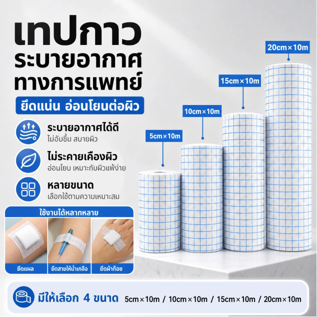 เทปพันแผลกันน้ำ1ม้วน4ขนาดเทปพันแผลทางการแพทย์ติดอยู่ใน