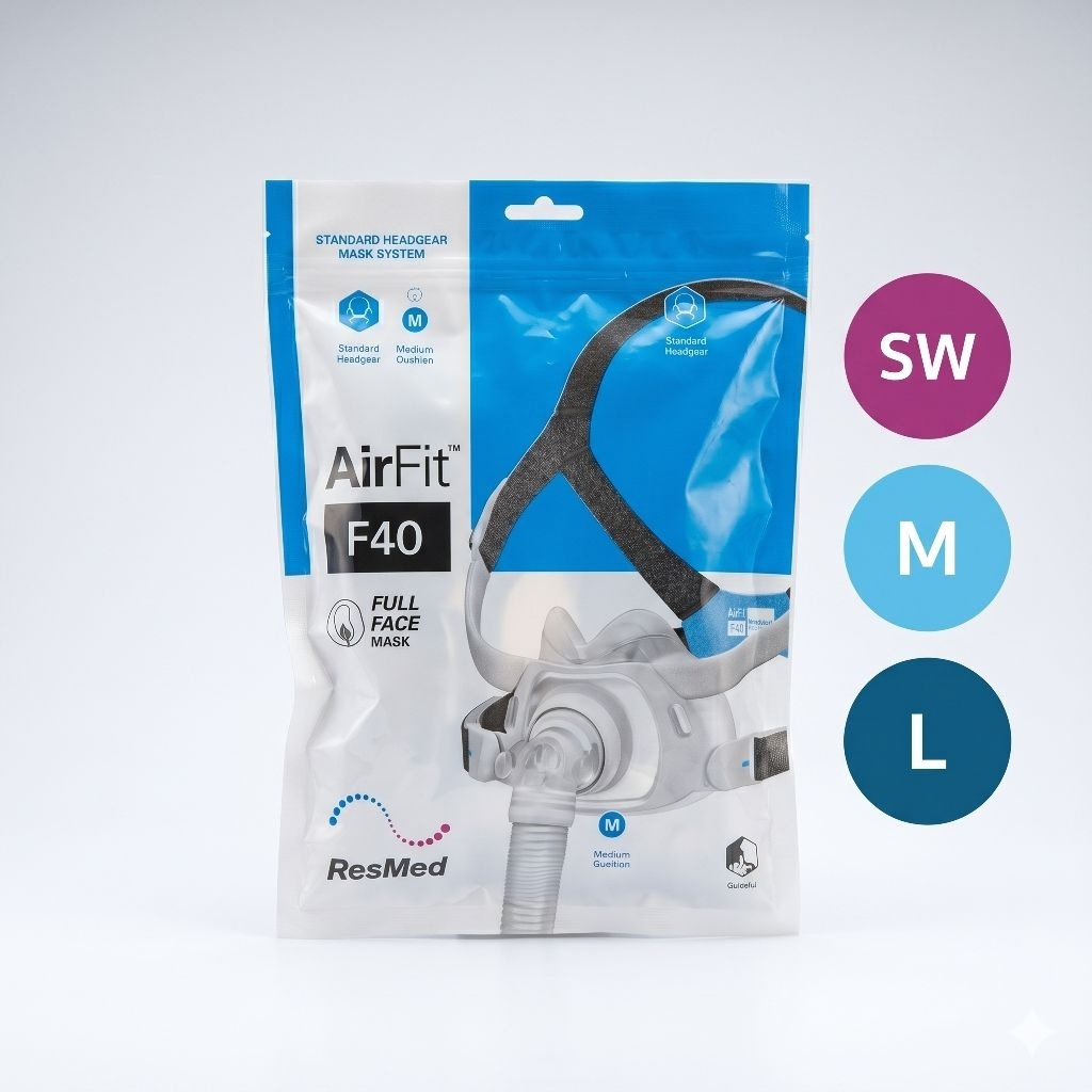 Resmed Airfit F40 Complete Full Face Mask System Size SW , M , L- หน้ากาก Resmed รุ่น F40 แบบรองใต้จ