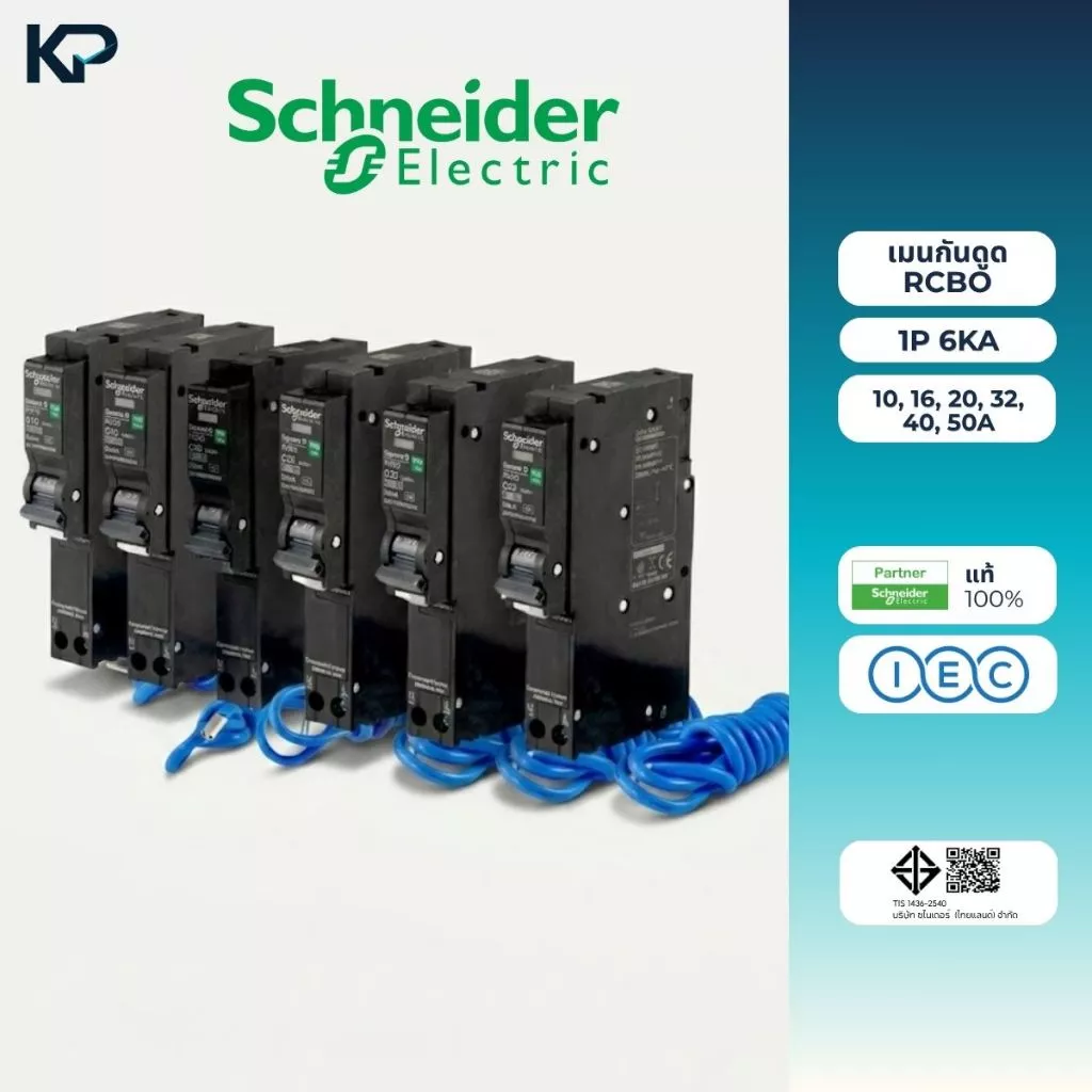 Schneider เบรกเกอร์กันดูด RCBO 1P 10A 16A 20A 32A 40A 50A 6kA 30mA ลูกเซอร์กิตกันดูด ลูกย่อยกันดูด QO1C06RCBO30 Square D