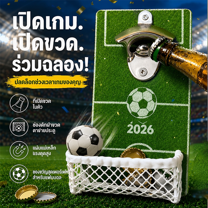 ที่เปิดขวด แม่เหล็กติดตู้เย็น ที่เปิดขวดเบียร์ ฟุตบอล 2in1 World Cup ของแต่งบ้าน บาร์ คาเฟ่ Fridge Magnet ที่เปิดขวดติดต