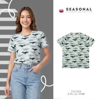 เสื้อแตงโม (SUIKA) - เสื้อยืดคอกลม โปเชียล พิมพ์ลายช้าง ( P.O-144 322 144 034 321 )