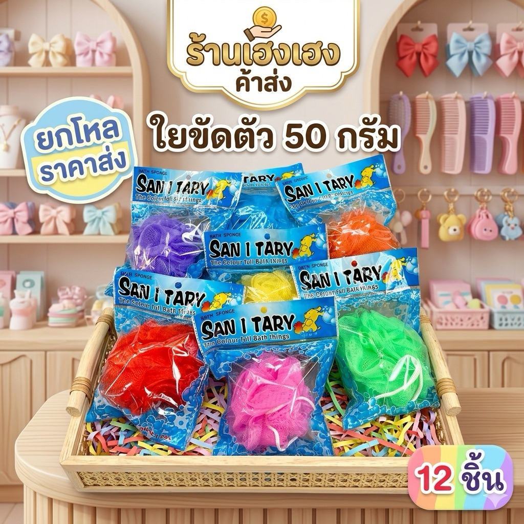 ยกโหล🌷 12 ชิ้น ใยขัดตัวหนัก 50 กรัม มีถุงใส่แยกทุกชิ้น Z013