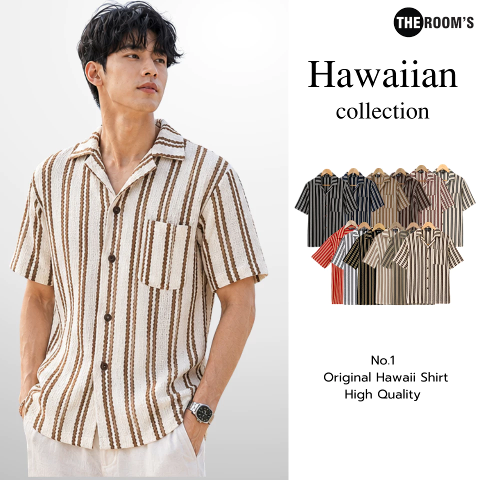 THE ROOM'S - เดอะรูม เสื้อฮาวาย เสื้อเชิ้ตแขนสั้น ผ้าทอ ผ้านุ่ม ไม่ต้องรีด ระบายอากาศได้ดี เที่ยวทะเล