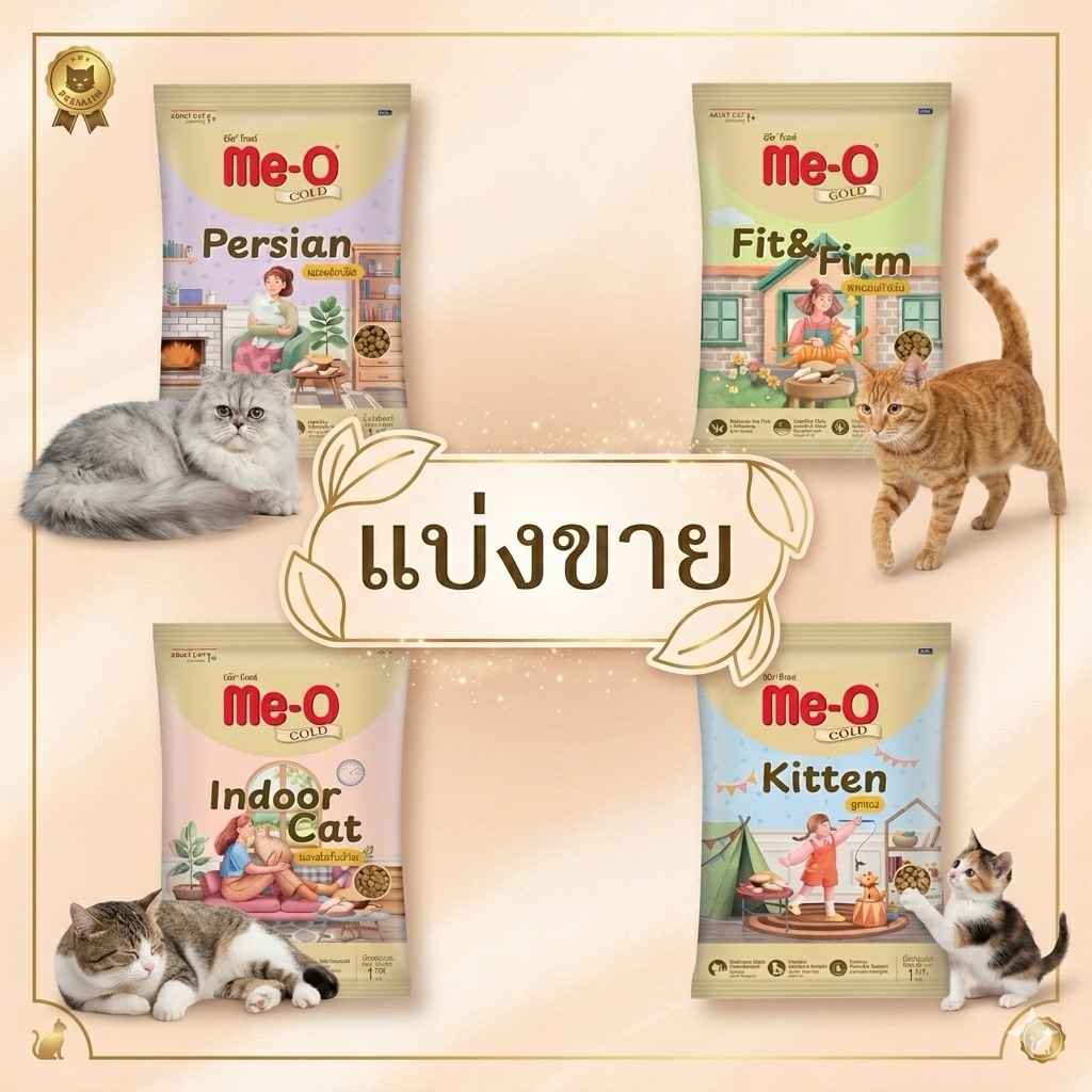 [แบบถุงแบ่ง] มีโอโกลด์ อาหารเม็ดสำหรับแมว ขนาด1กิโลกรัม[แบบถุงแบ่ง]