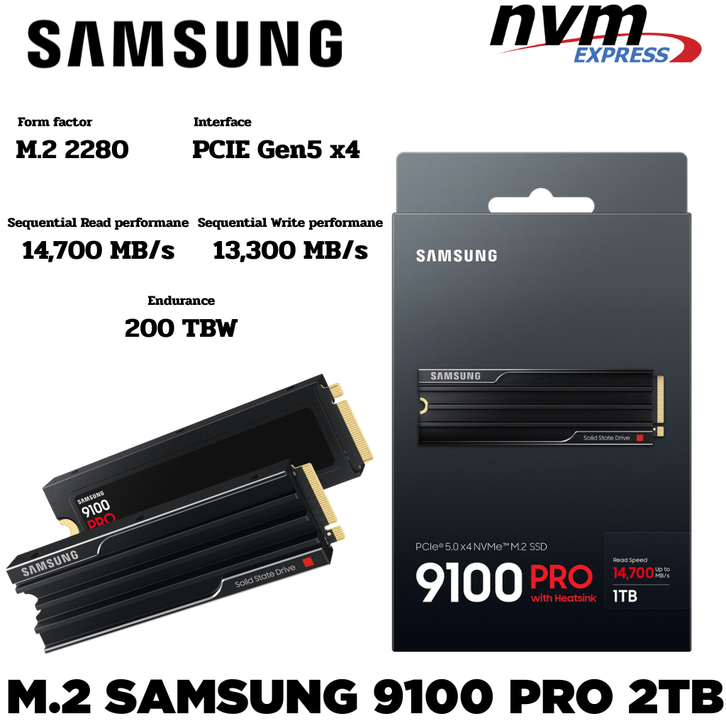 M.2 2TB SSD (เอสเอสดี) SAMSUNG 9100 PRO NVME GEN5 SSD  WITH HEAT SINK