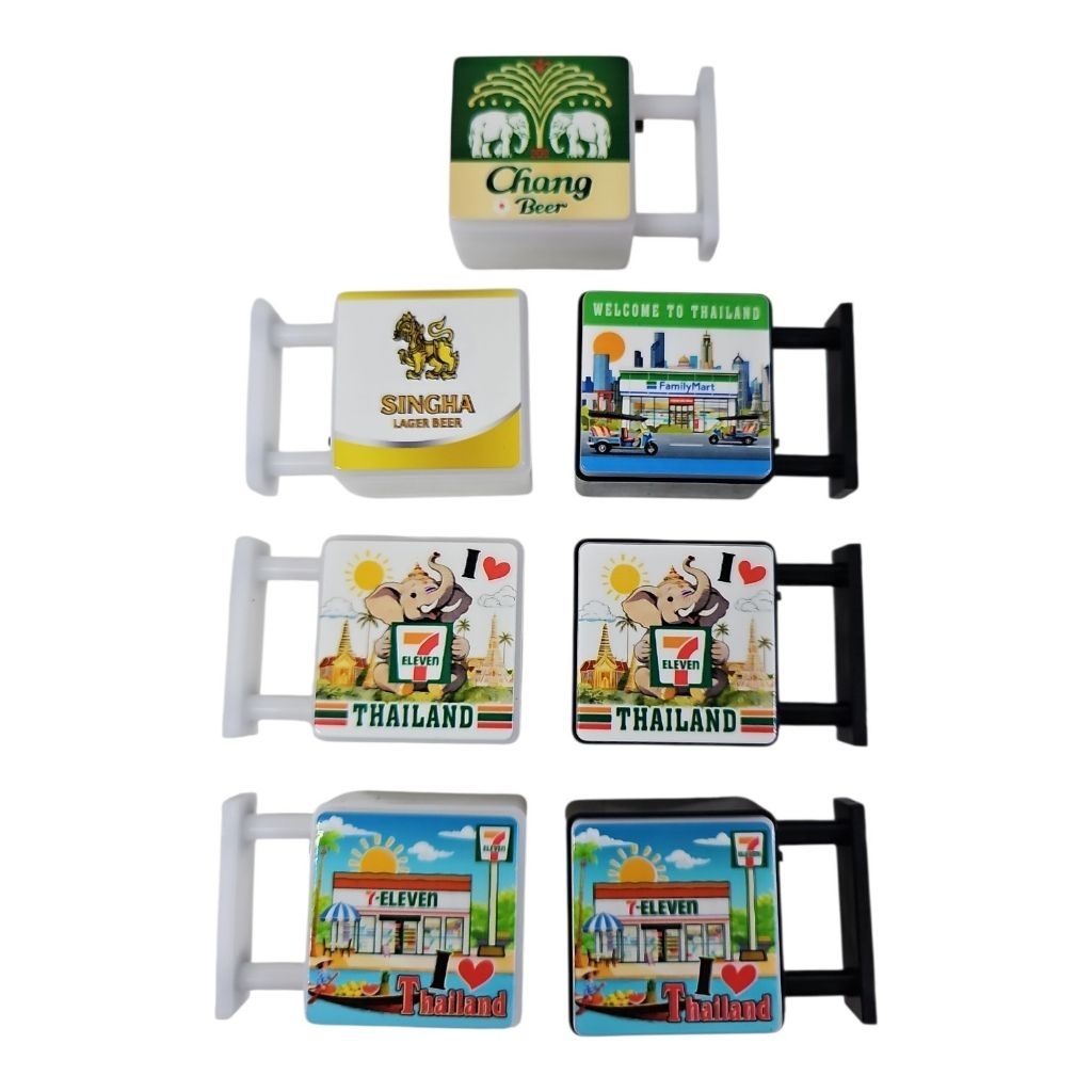 AVแม่เหล็กติดตู้เย็นไฟส่องสว่าง ลายไทยแลนด์ 7-Eleven สไตล์ป้ายร้านจิ๋ว ของที่ระลึกประเทศไทย