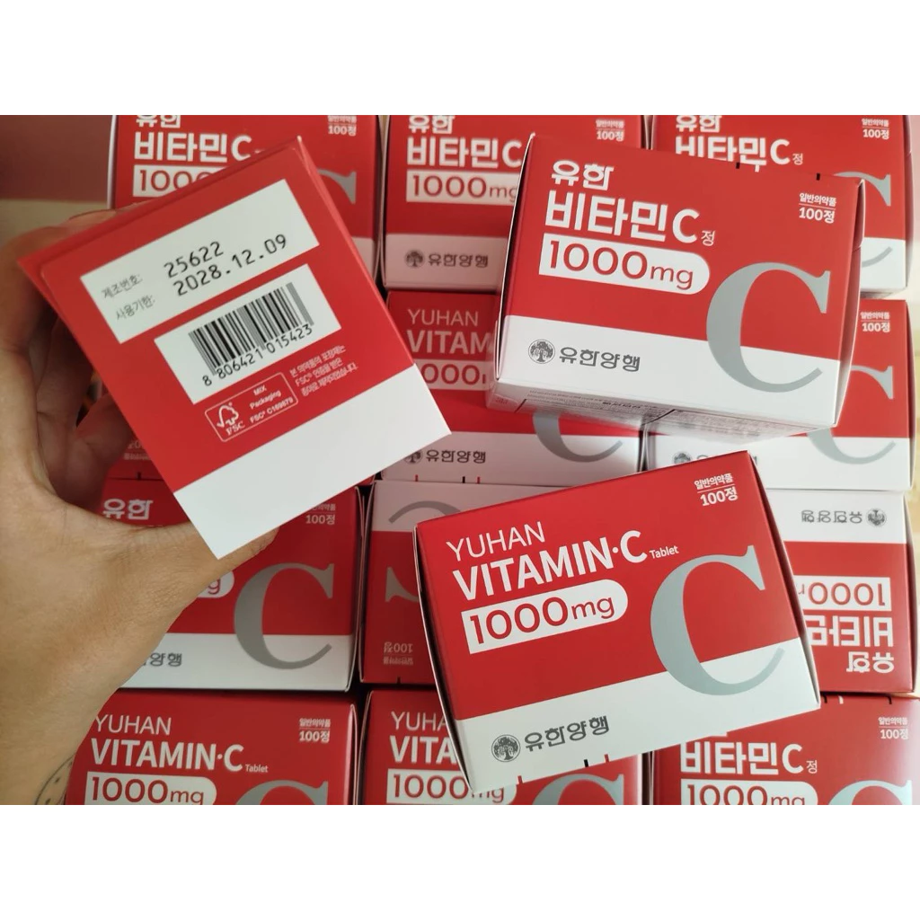 (สั่งในไลฟ์ลด50%) วิตามินซีพี่จุน Yuhan Vitamin C 1000mg. 1ห่อ 100 เม็ด