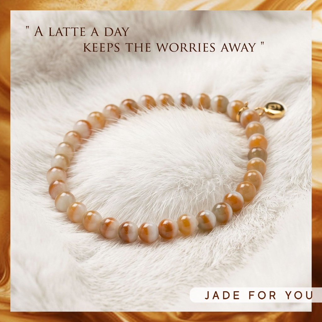 สร้อยข้อมือหยกเหลืองและขาวพม่า(ไม่อบ)  5.8-6 mm Jadeite Type A - Jade for you