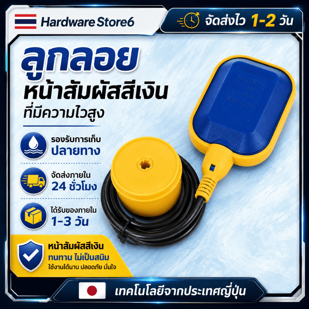 Hardware Store6 จัดส่งภายใน 24 ชม. COD สวิตช์ลูกลอยไฟฟ้า ควบคุมระดับน้ำ ใช้กับปั๊มน้ำ ถังน้ำ 12V 24V 48V 220V สายหนาทนดี