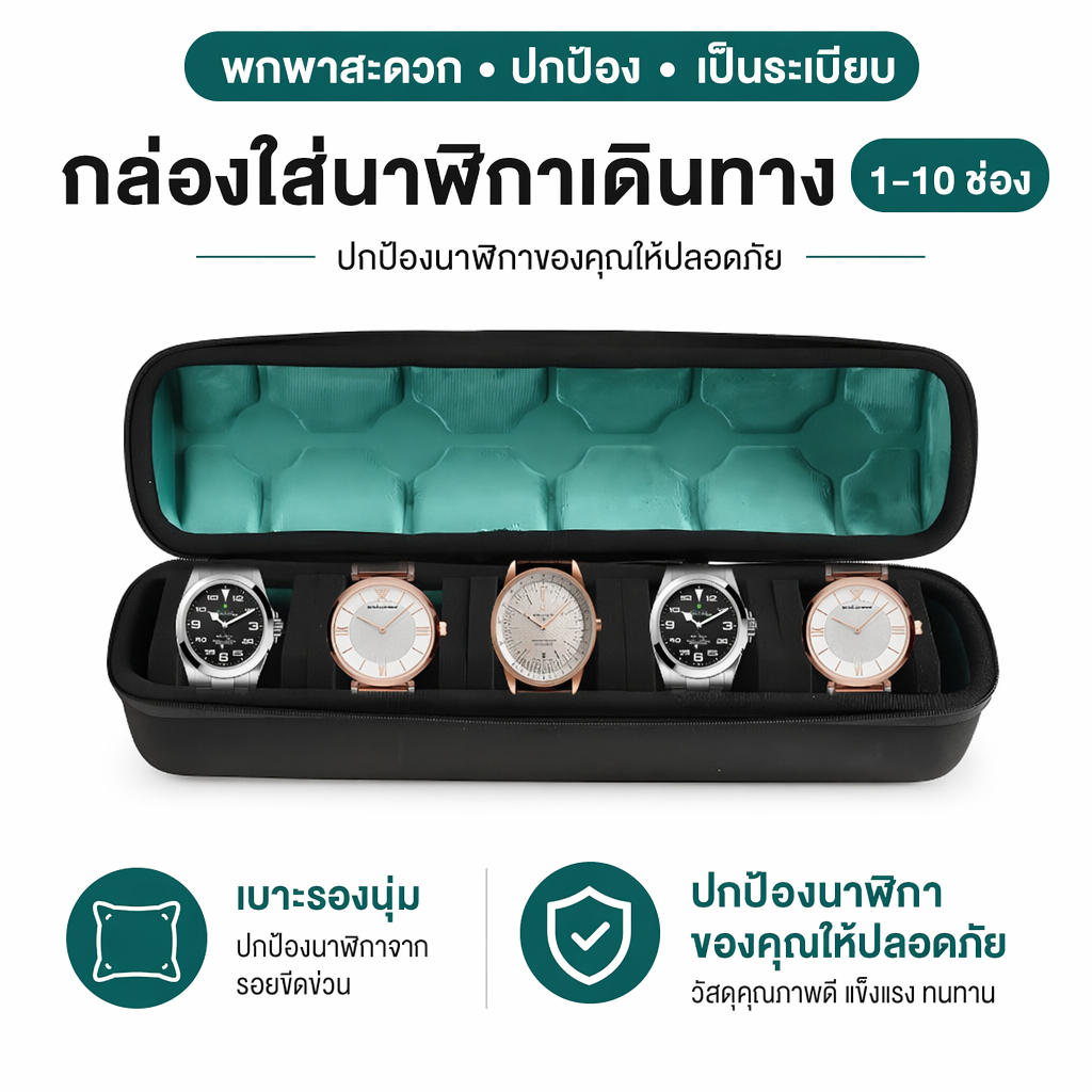 กล่องเก็บนาฬิกา EVA ฮาร์ดเคสพกพา กันกระแทก พร้อมหมอนรองถอดได้ สำหรับเดินทางและบ้าน ใช้ง่าย