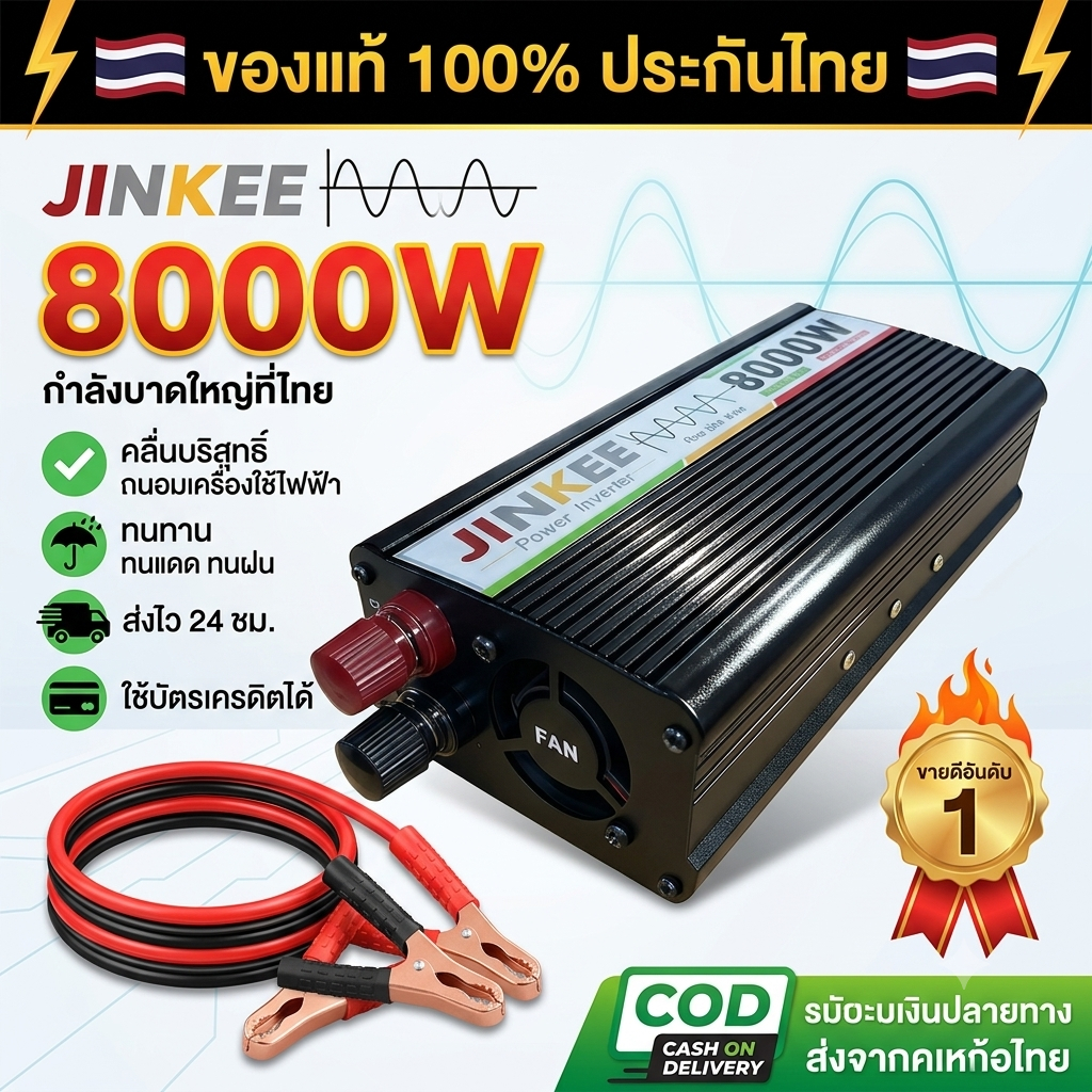 🎉 ลดราคา!  อินเวอร์เตอร์ 8000w 12v to 220v อินเวอร์เตอร์ไฟ ตัวแปลงไฟรถ ตัวแปลงไฟ แปลงไฟรถยนต์ เครื่องแปลงไฟ 12V/5000W