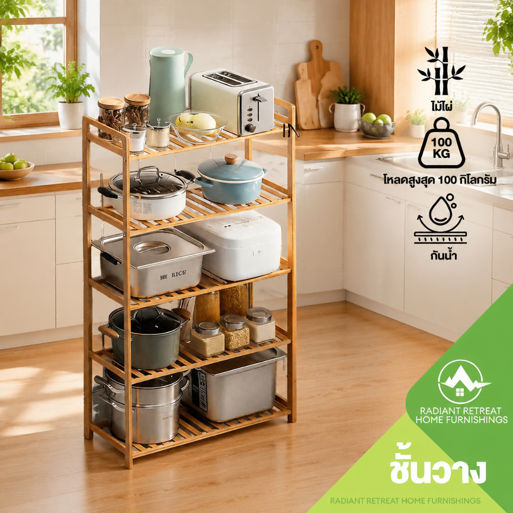 ชั้นวางของในครัวและชั้นวางเครื่องเทศอเนกประสงค์ ดีไซน์เรียบง่าย และวัสดุหลากหลาย รองรับน้ำหนักได้ดี