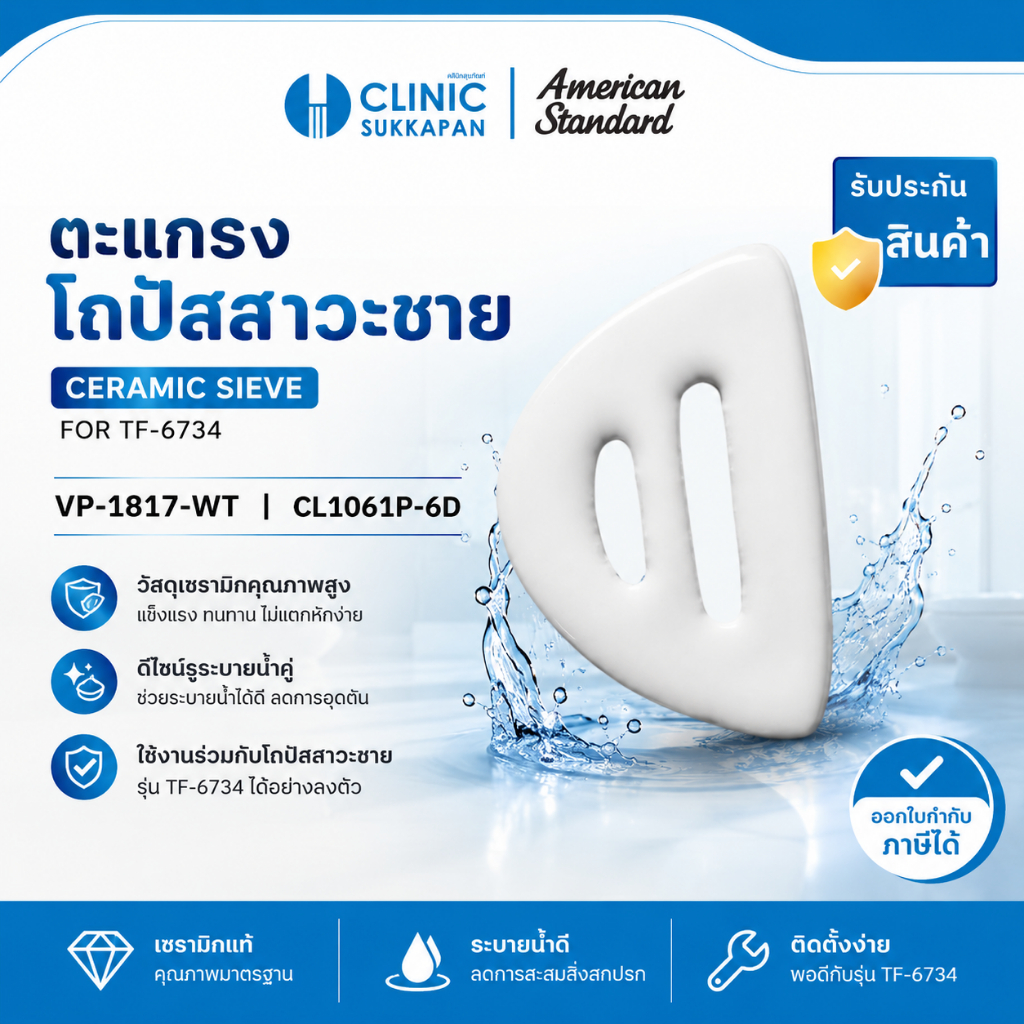 AMERICAN STANDARD VP-1817-WT | CL1061P-6D ตะแกรงโถปัสสวะชาย PENTA / CERAMIC SIEVE FOR TF-6734