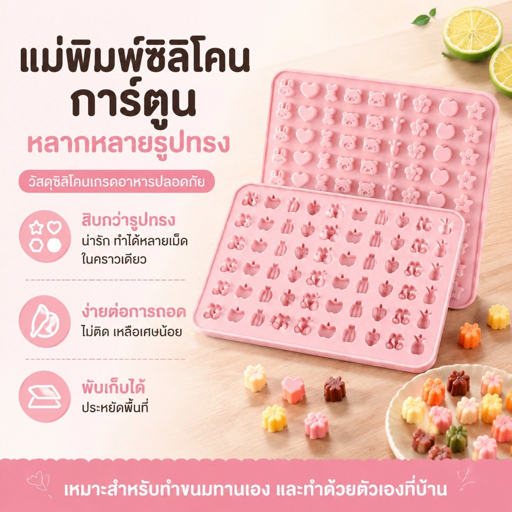 LEMO-T แม่พิมพ์ซิลิโคนผลไม้ 1 ชิ้น แม่พิมพ์ช็อกโกแลต แม่พิมพ์ฟองดอง ลูกกวาด เยลลี่ สำหรับตกแต่งเค้ก อุปกรณ์ทำขนม DIY