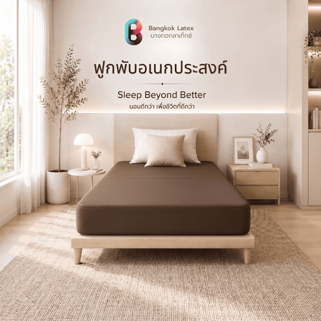 Bangkok Latex ฟูกพับอเนกประสงค์ 2 พับ ความหนา 8 นิ้ว ที่นอนพับได้ เบาะรองนั่ง ฟูกนอน พับเก็บสะดวก รอ