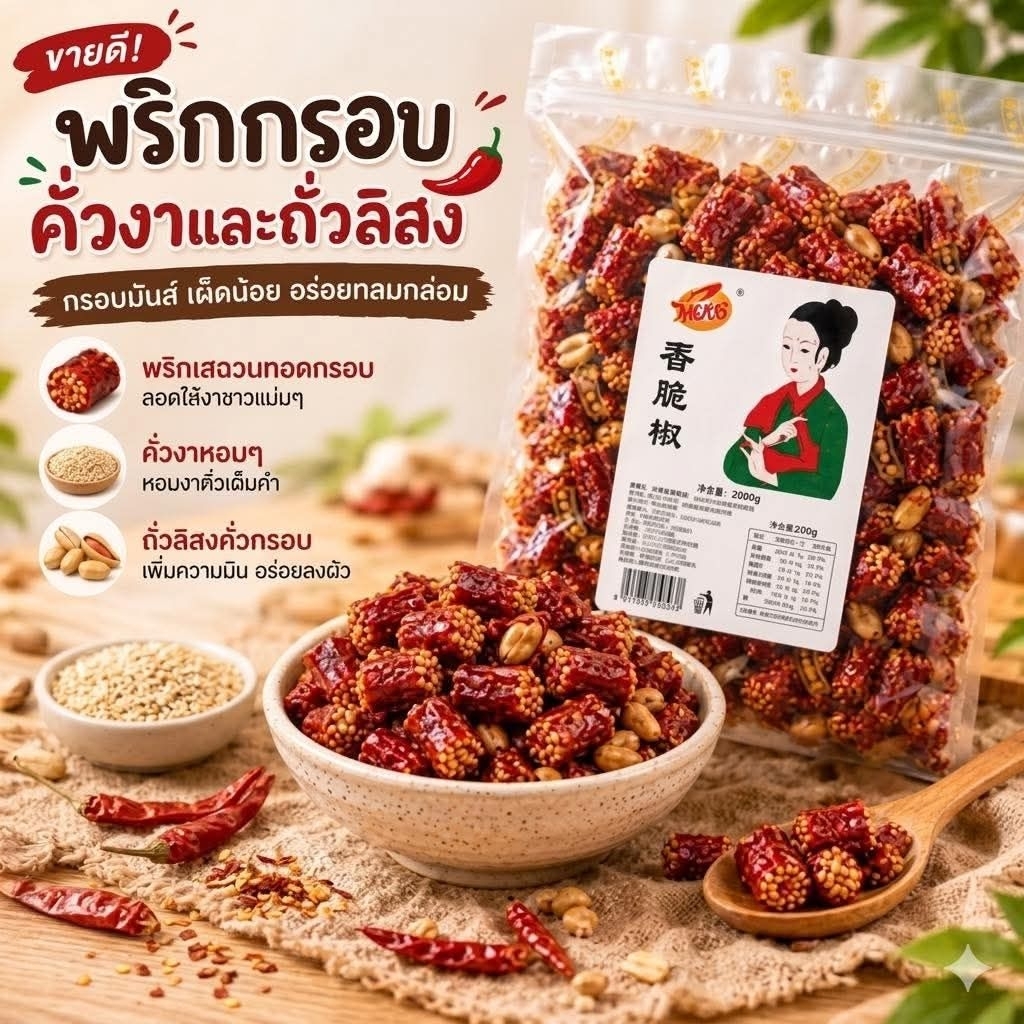 พริกกรอบคั่วงา และถั่ว มาใหม่
