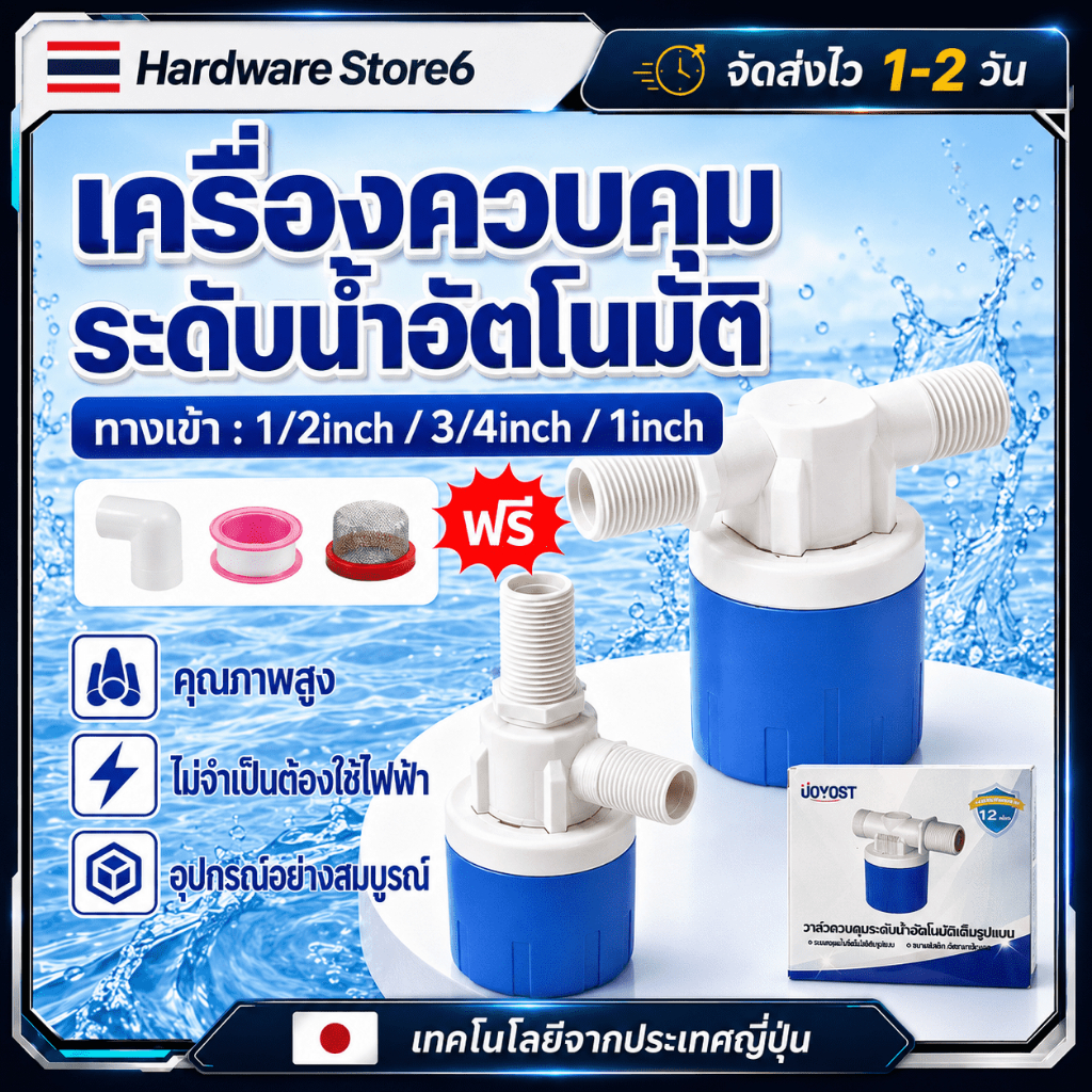Hardware Store6 จัดส่งภายใน 24 ชม. วาล์วลูกลอยสแตนเลส304 ควบคุมระดับน้ำ 1/2 3/4 1นิ้ว น้ำเต็มตัดเอง ทนร้อน กันสนิม ใช้ดี