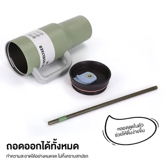 PANDA แก้วเก็บความเย็น1200ML ดีไซน์ใหม่ เรียบง่าย ความจุขนาดใหญ่ เก็บความร้อนและความเย็นได้ดี พร้อมหูหิ้ว มีหลอดดูด