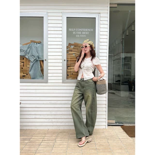 กางเกงยีนส์ CHAMNIII รุ่น Caramel Barrel Jeans