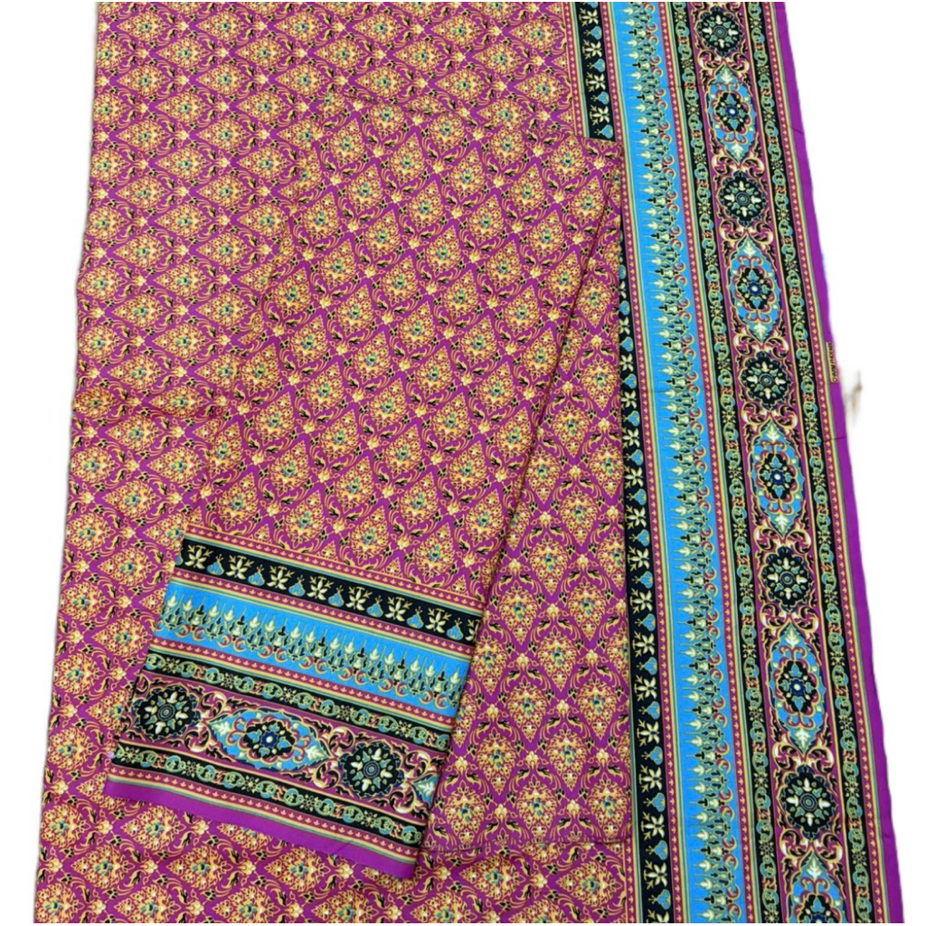 ผ้าถุงลายไทยไม่เย็บ 1ผืน 200x115cm นำไปปูเตียง3.5ฟุต(ไม่รัดมุม), ตัดชุด,ผ้าคอตต้อนผสม สีไม่ตก (เลือกลายได้)