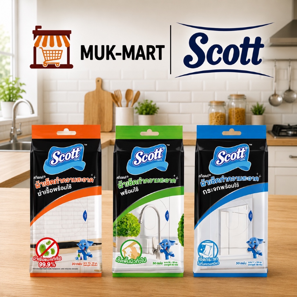 Scott กระดาษทิชชู่เปียก Orange | Blue | Green