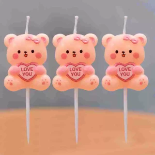 504 <พร้อมส่งในไทย 🇹🇭> มีหลายลาย เทียน Happy birthday 🎂 เทียนวันเกิดน้องหมี