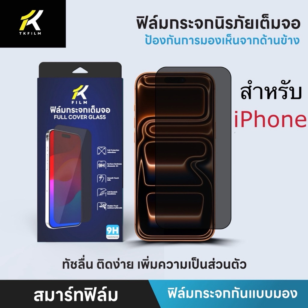 ฟิล์มกันมอง เต็มจอ สำหรับ iphone 16 pro max 16Plus 15pro max 15 plus iphone15 14 pro max 14plus 13 pro max 11