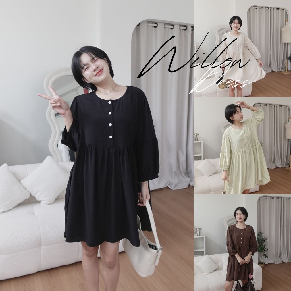 12FEBRUARY | WILLOW DRESS เดรสผ้าพริ้วใส่สบาย ทรงหลวม หน้าสั้นหลังยาว