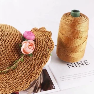 สายถักไนลอนหนา 3mm PP Craft Rope Thick Nylon Tiny Cord Crochet Yarn Roll สำหรับถักหมวกฤดูร้อน กระเป๋า งานฝีมือ Hand Knit