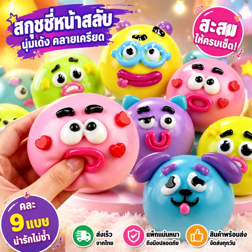 ส่งจากไทย💥Smushers Squishy - 2026 ฤดูร้อนใหม่ Curiosities Smushers Face Swap Squishy ของเล่น