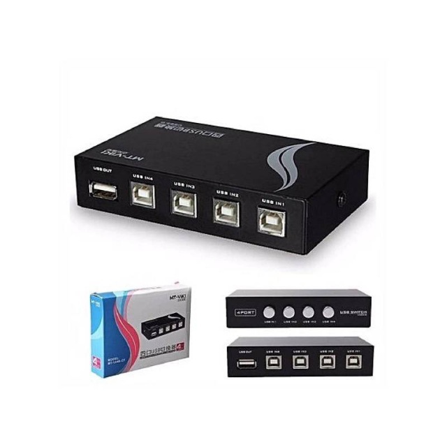 Printer Switch,4 Port USB 2.0 Manual Printer Scanner Sharing Switch Hub
