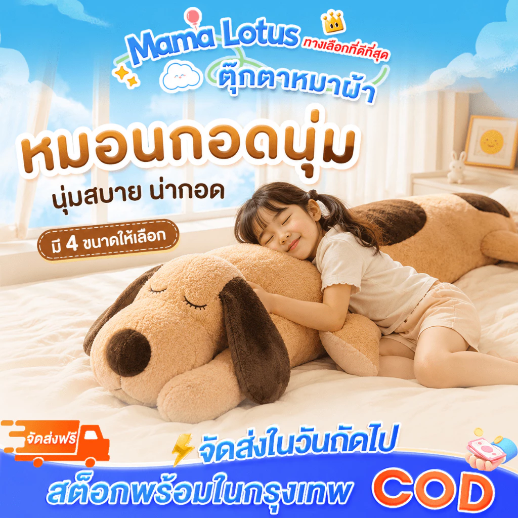 【พร้อมส่ง】ตุ๊กตาหมอนข้างตัวใหญ่ หมอนตุ๊กตาสุนัข หมอนกอด ตุ๊กตายาว ของขวัญ นุ่ม 110/130/150ซม.