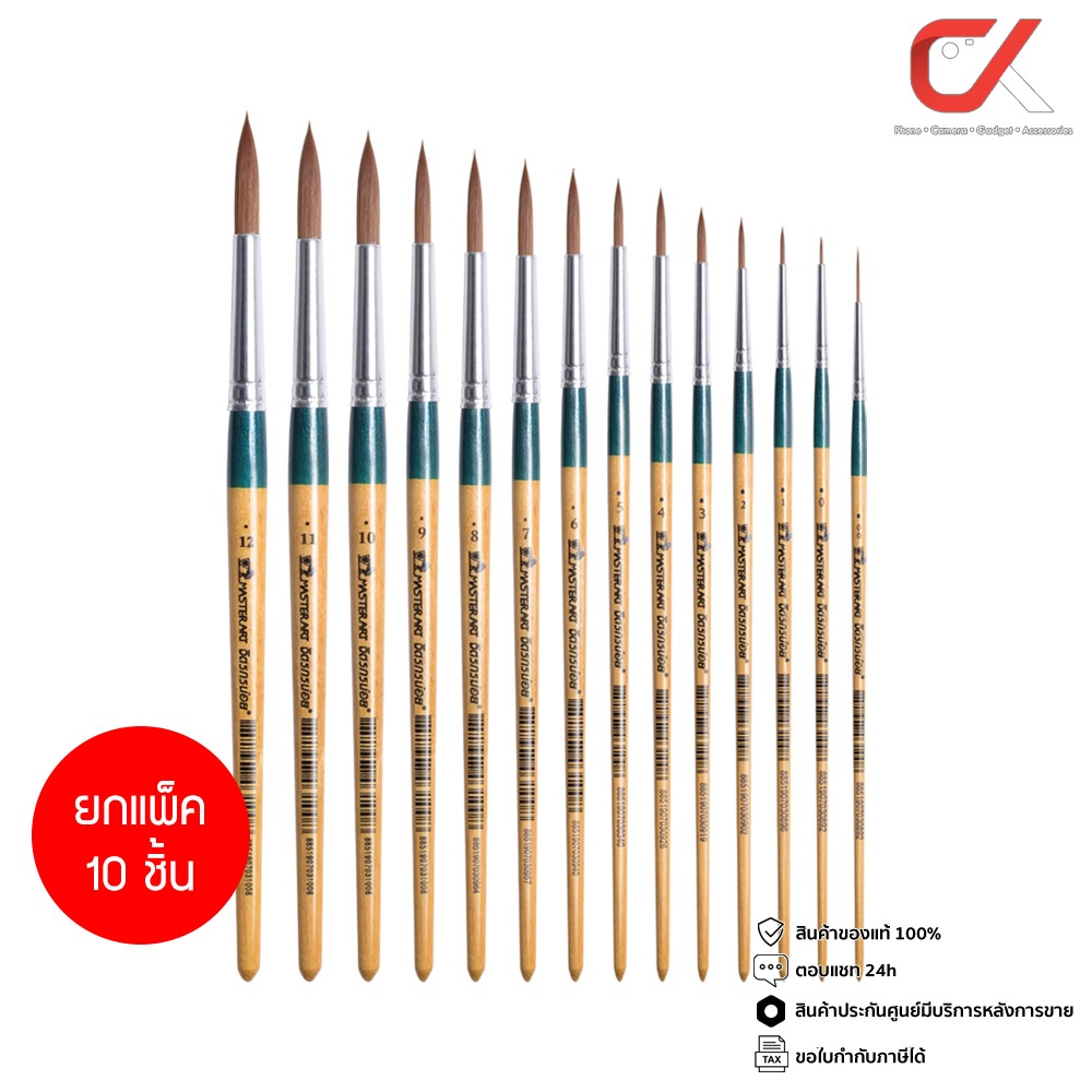 ยกแพ็ค 10 ชิ้น Masterart พู่กัน จิตกรน้อย ชนิดกลม เบอร์ 0,1,2,3,4,5,6,7,8