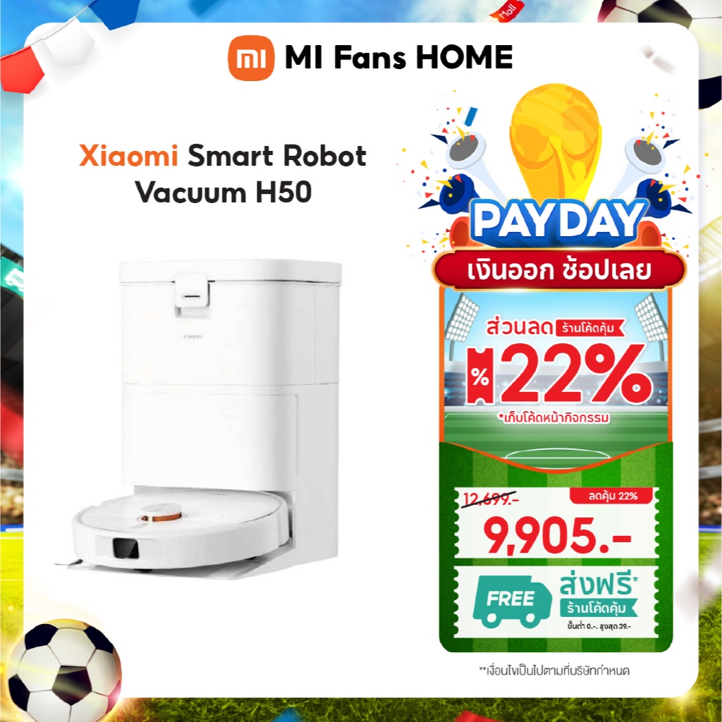 (NEW ) Xiaomi Smart Robot Vacuum H50 | พลังดูดแรง 10,000Pa | คําแนะนําด้วยเลเซอร์ LDS แผนที่ 360° | การควบคุมด้วยแอพ