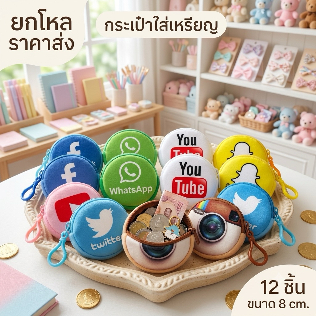 กระเป๋าลายคิตตี้ขนาด 8 cm.ได้ 12 ใบ มีลายเยอะมาก ราคาส่ง