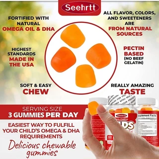Seehrtt DHA+โอเมก้าี3กัมมี วิตามินเด็ก วิตามินรวม อาหารเสริม บํารุงสมองDHA&Omega3 Gummy Kid's Vitamin Supplement 100PCS