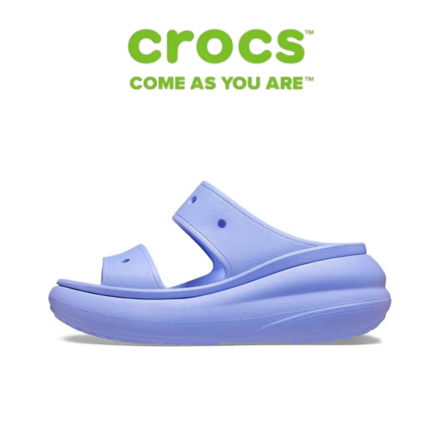 【FREE SHIP】Crocs Classic Crush ความสะดวกสบายส้นส้นสูงกลางแจ้ง รองเท้าแตะผู้หญิง Bluestone 207670-4NS